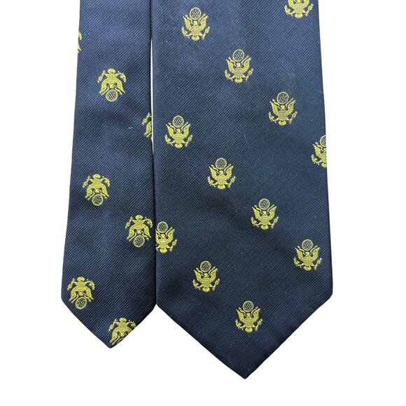 Resilio Mens Navy & Yellow Woven Polyester Patterned Tie - Picture 4 of 8